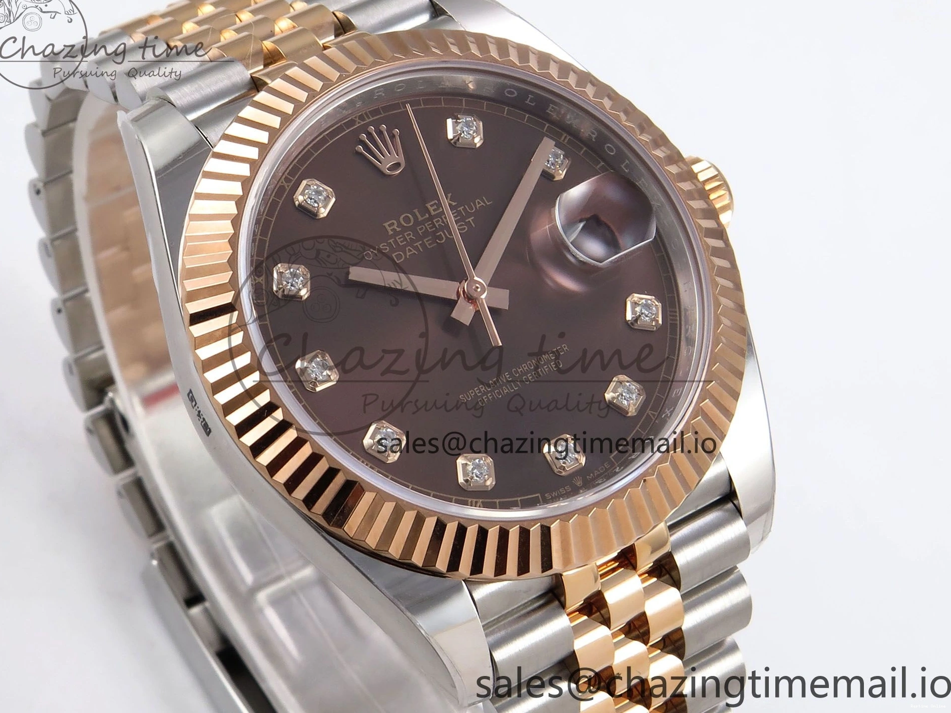 0130 DateJust 41 126331 ARF 1:1 Best Edition 904L Steel Brown Diamonds Dial on SS RG Jubilee Bracelet SH3235（Gain Weight） Thermal 1111